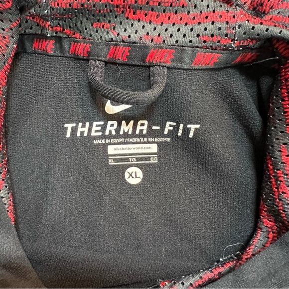 Nike Therma Fit KO Swoosh Camo Hoodie Black / Red Pullover Sweatshirt Size XL - Picture 8 of 10